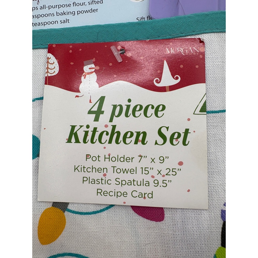 New Morgan Home Christmas Kitchen Set 4pc 2pk Gingerbread Penguin Towel Spatula - Picture 8 of 9